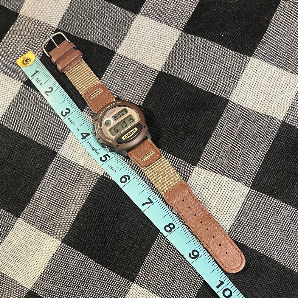 Men’s Casio Digital Illuminator Chronograph Watch with Brown and Tan Strap - Picture 2 of 6